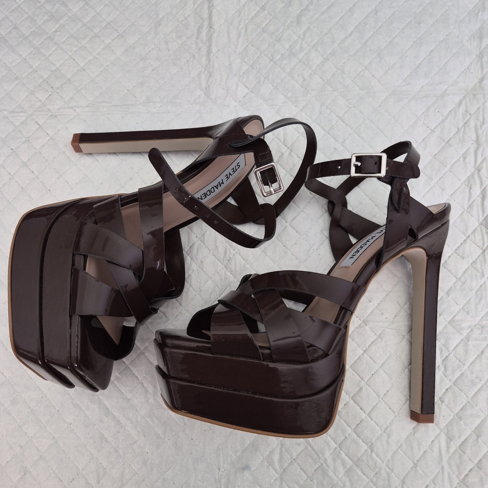 Steve Madden Brown Strappy Platform Heel Sandals